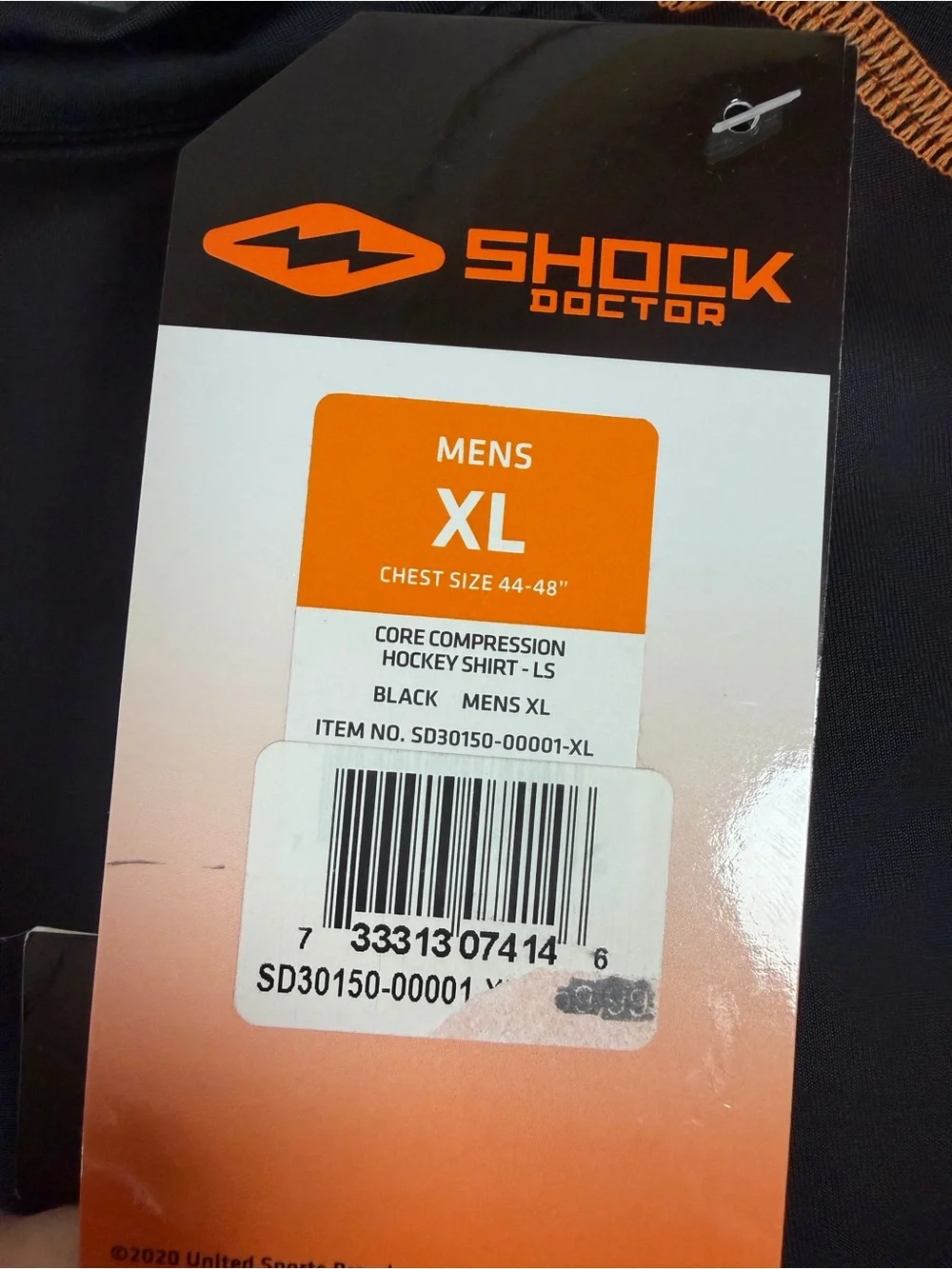 Shock Doctor Core Compression Hockey Shirt Men’s XL Black Orange Long Sleeve NWT